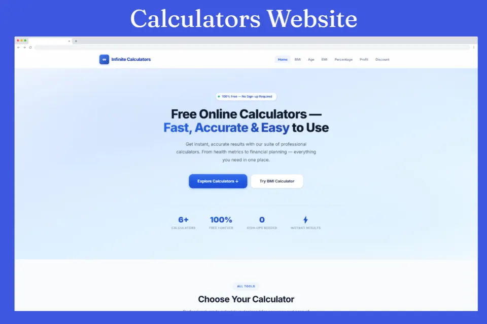 Infinite Calculators – Online Calculator Website